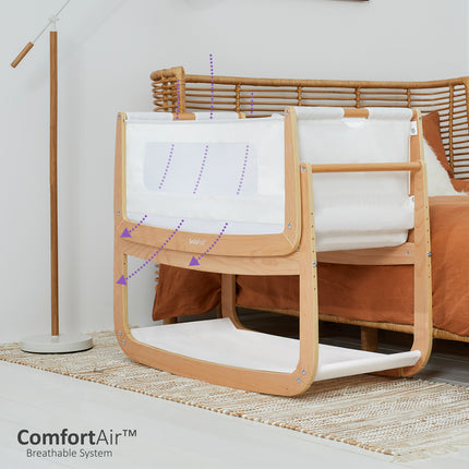 Stylish and Secure Snuzpod4 Natural Bedside Crib