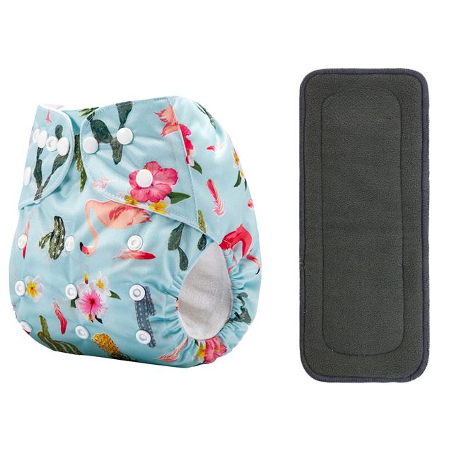 Tiny Bud - Washable Diaper With Bamboo Insert - Flamingo