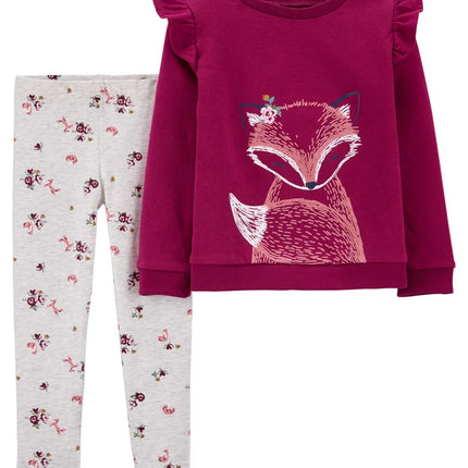 Carter's - 2-Piece Long-Sleeve Tee & Fox Legging Set -Baby Girl