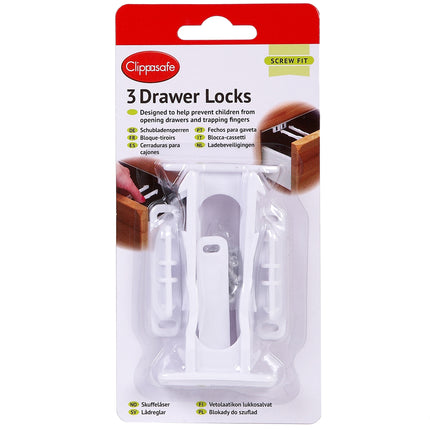 Clippasafe Drawer Locks - 3 Pack - White