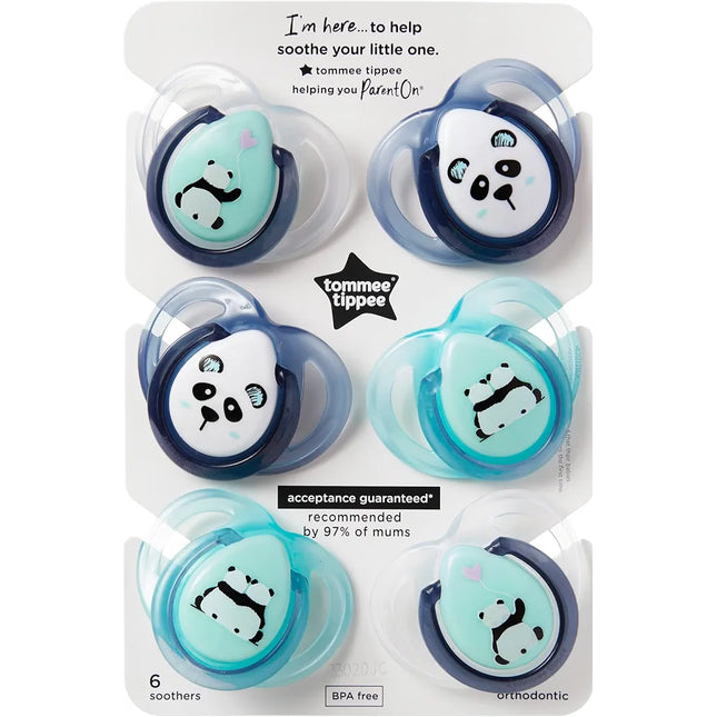 Tommee Tippee - Anytime Soother - Multicolor - Pack of 6, 0 - 6M