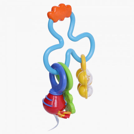 Colorful spiral rattle toy by Playgro for sensory exploration