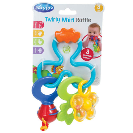 Playgro's engaging Twirly Whirly Rattle for infant play