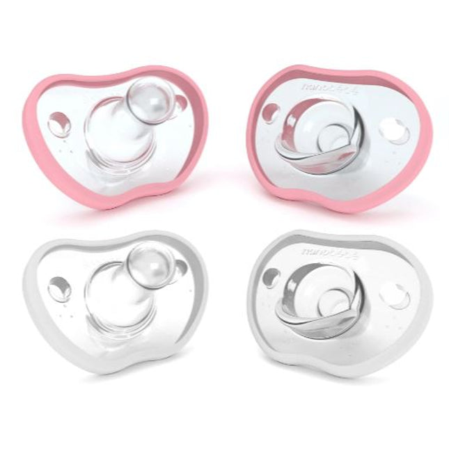Nanobébé - Flexy Pacifier - 4 Pack -0-3M - White and Pink