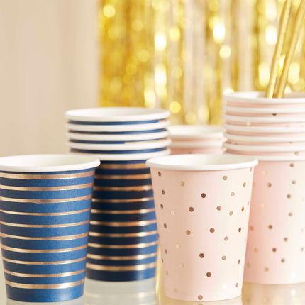 Ginger Ray - Gold Foiled Pink And Navy Mixed Baby Shower Cups