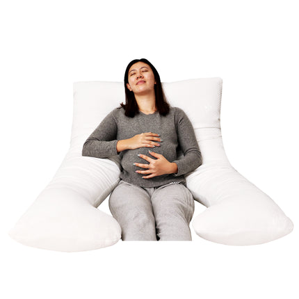 Elegant white full body pregnancy support pillow