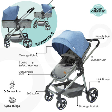 Blue 2-In-1 Stroller by Moon