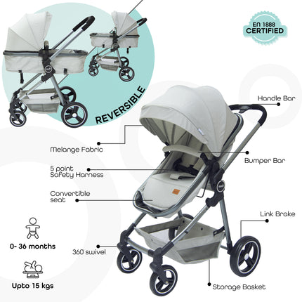 2-In-1 Convertible Stroller in Grey