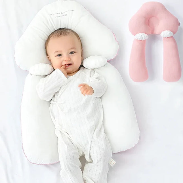 Tiny Bud - Newborn Baby Pillow With Side Support - Pink/White