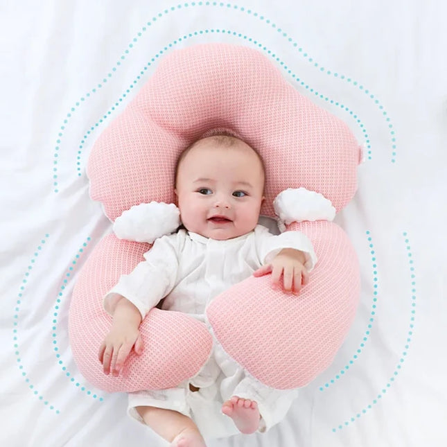 Tiny Bud - Newborn Baby Pillow With Side Support - Pink/White