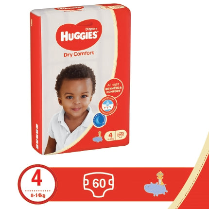 Huggies - Dry Comfort Diapers - S4 - 8-14Kg - 60 Pieces