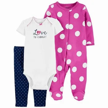 Carter's - 3-Piece Polka Dot Sleep & Play & Pant Set