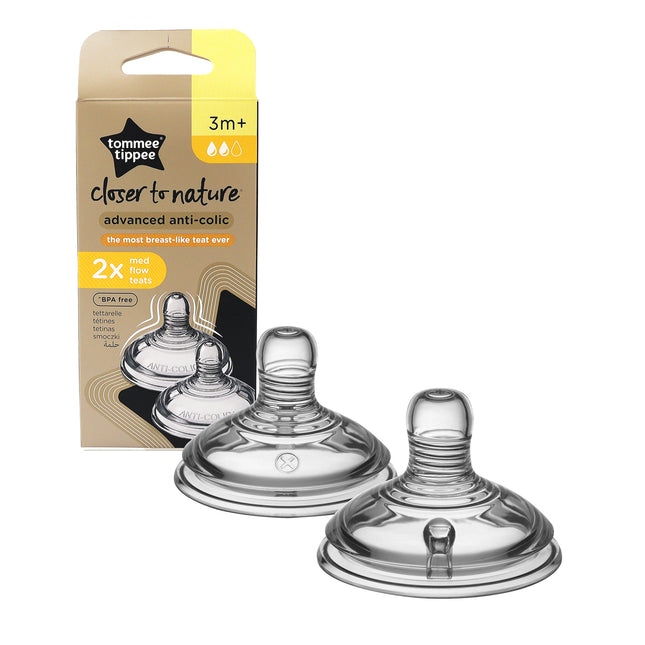 Tommee Tippee - Closer To Nature Advanced Anti-Colic Medium Flow Teats - Pack of 2