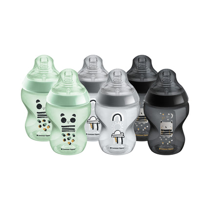 Tommee Tippee- 260ml Closer To Nature Baby Bottles - Ollie & Pip - Pack of 6