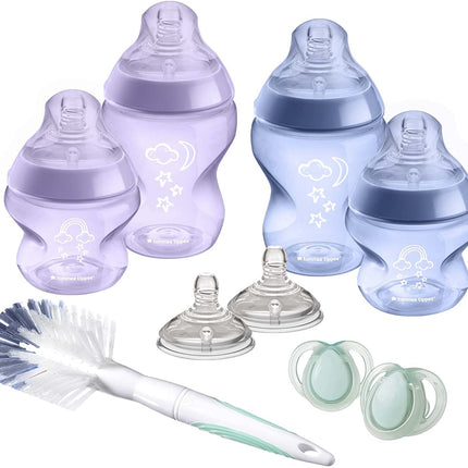 Tommee Tippee Closer to Nature Newborn Baby Bottle Starter Set - Purple / Blue