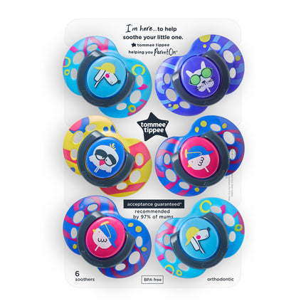 Tommee Tippee - Fun Style Soother - Pack of 6 - 6- 18M