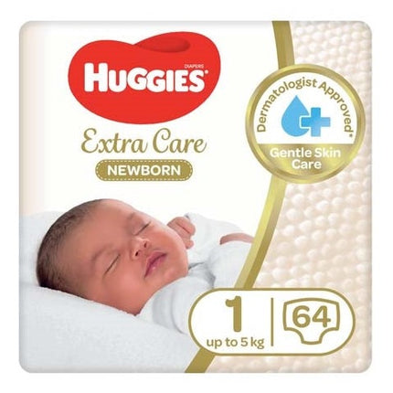 Huggies - New Born Diapers - S1 - up to 5Kg - 64 Pieces