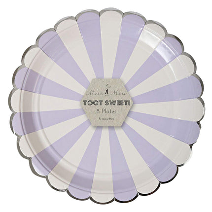 Meri Meri - Striped Plates - Lavender - 8 Pieces