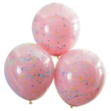 Ginger Ray - Pink and Pastel Rainbow Confetti Balloons