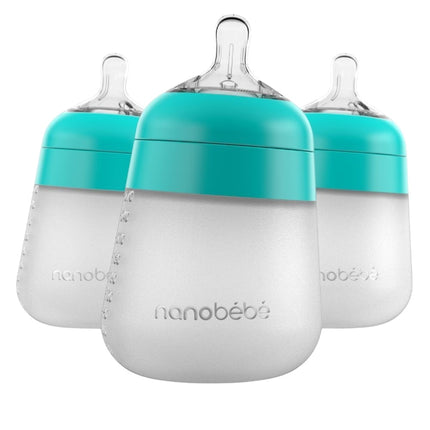 Nanobébé - Flexy Silicone Baby Bottle -  270ml Pack Of 3 - Teal
