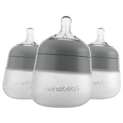 Nanobébé - Flexy Silicone Baby Bottle -  150ml Pack Of 3  - Grey