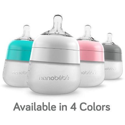 Durable Grey Silicone 270ml Baby Bottles by Nanobébé