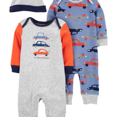Carter's - 3-Piece Jumpsuits & Cap Set