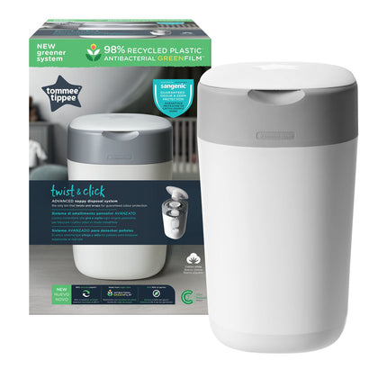 Tommee Tippee - Twist & Click Advanced Nappy Disposal Bin - White